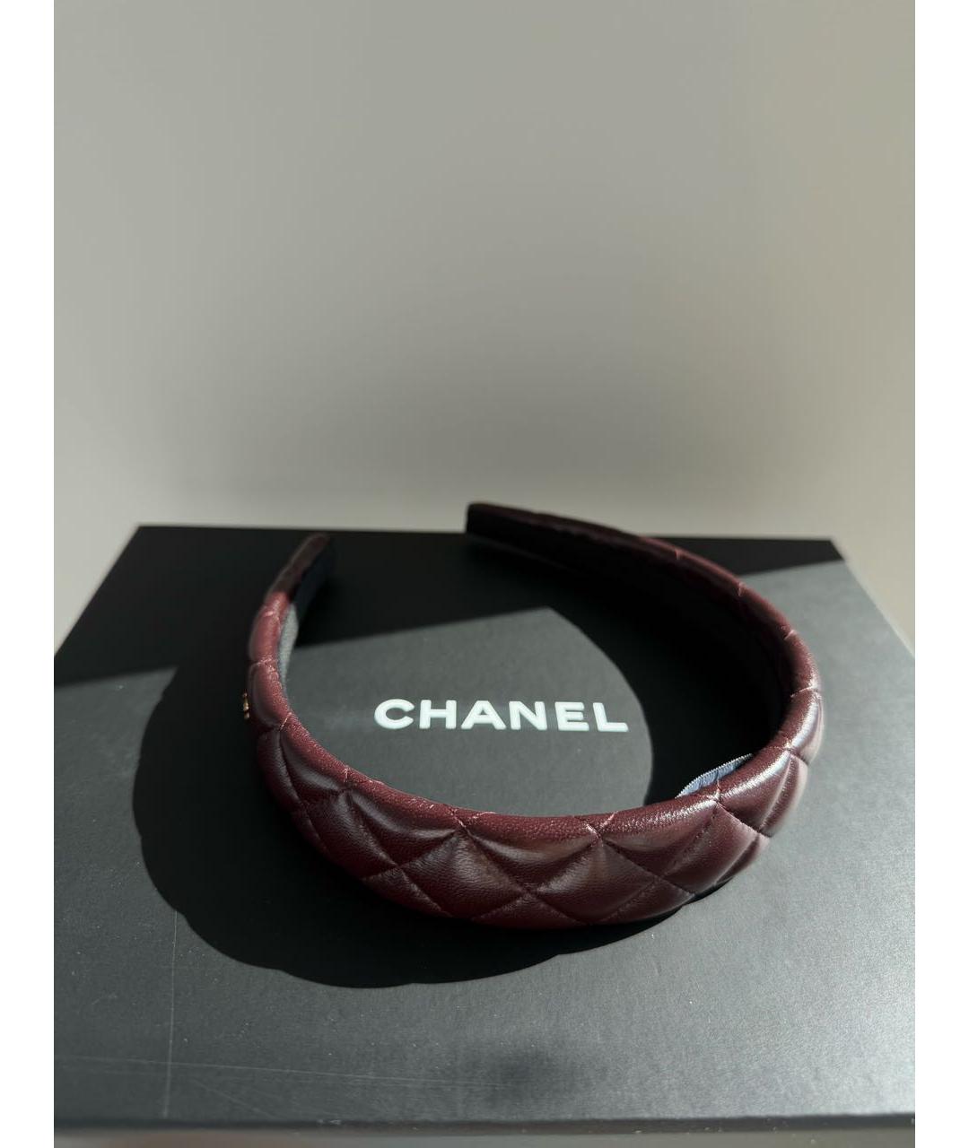 CHANEL Бордовый ободок, фото 6