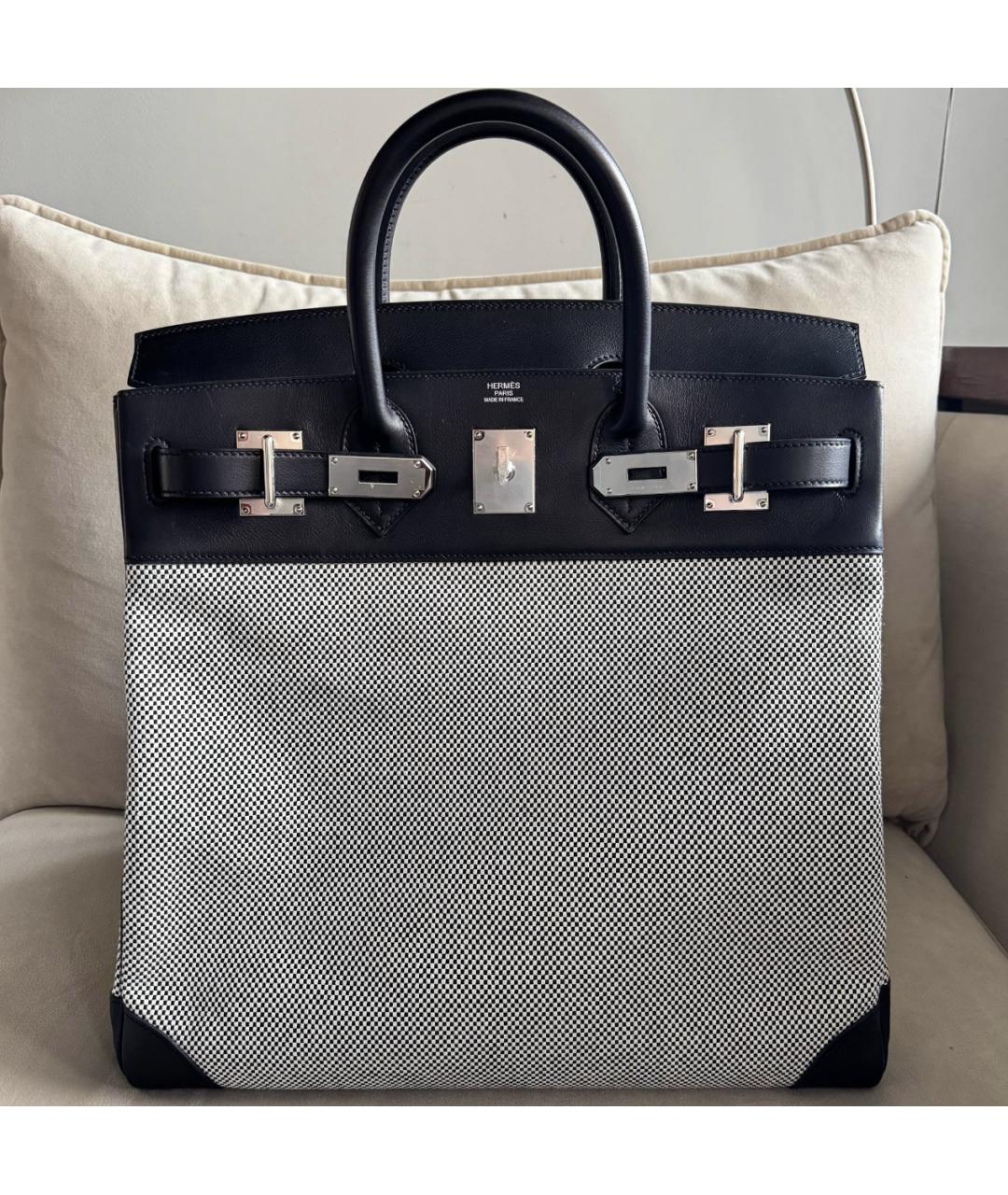 HERMES Черная кожаная сумка тоут, фото 2