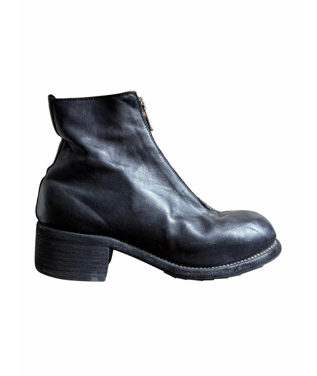 GUIDI Черные кожаные ботинки, фото 1