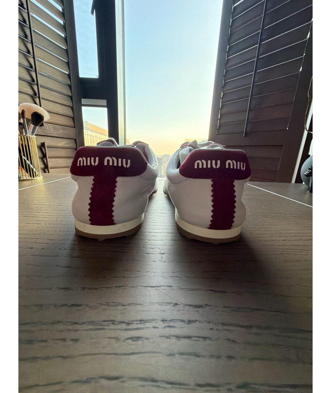MIU MIU Белые кожаные кроссовки, фото 4