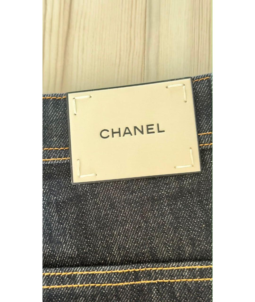 CHANEL Темно-синие хлопковые прямые джинсы, фото 5