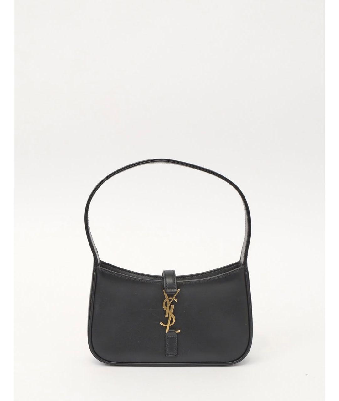 SAINT LAURENT Черная кожаная сумка с короткими ручками, фото 2