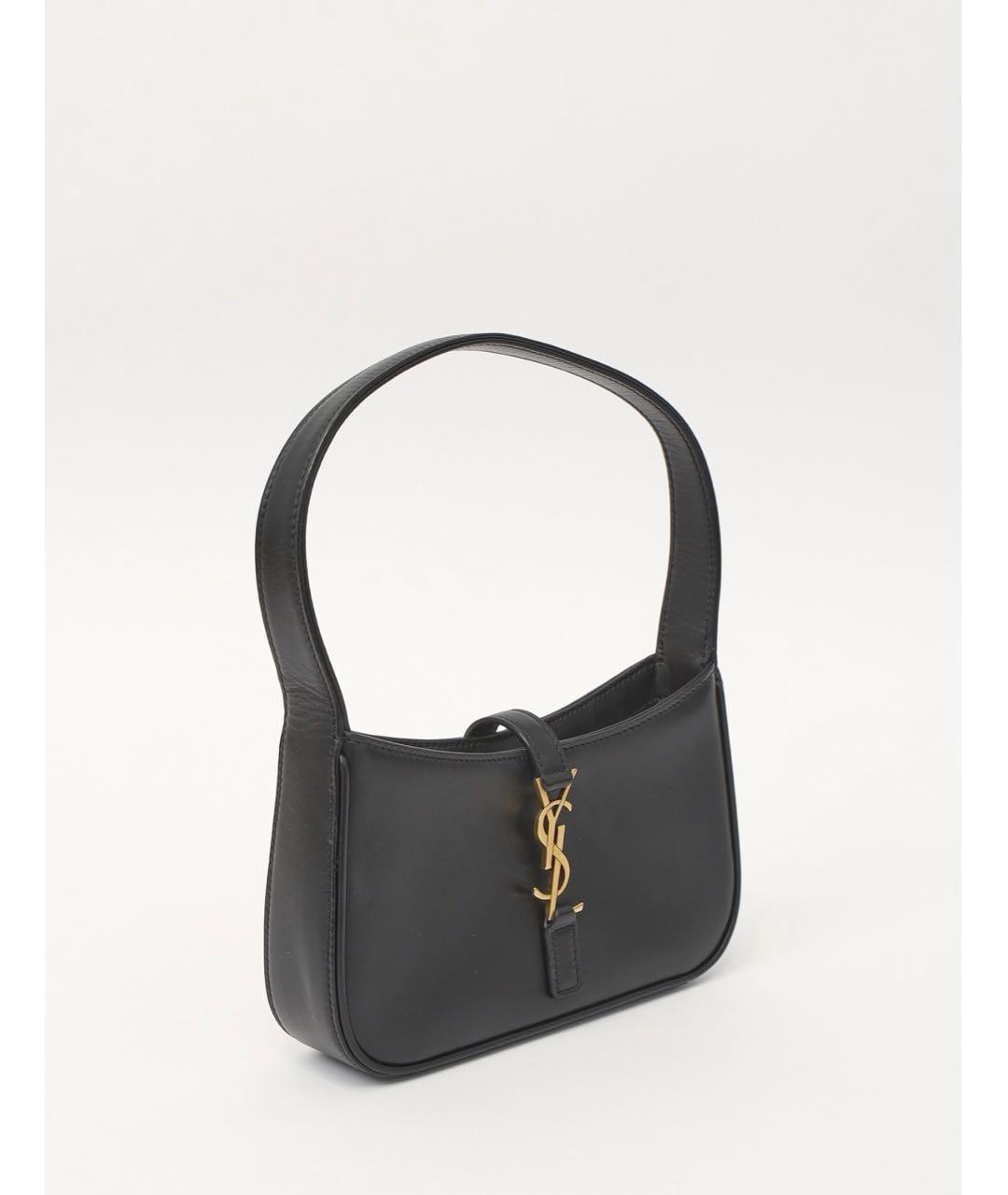 SAINT LAURENT Черная кожаная сумка с короткими ручками, фото 8