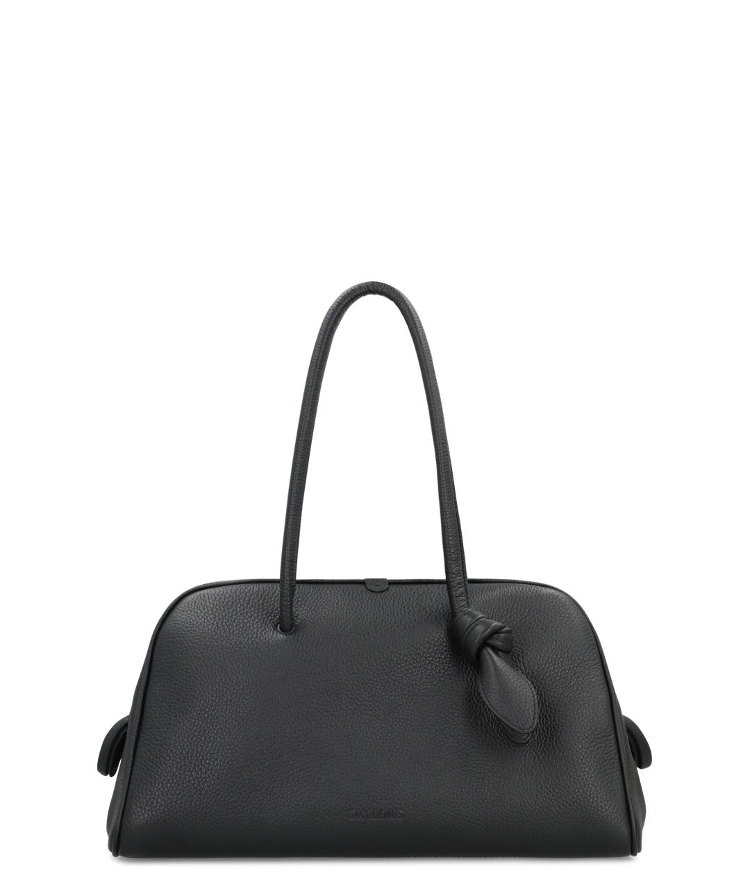 JACQUEMUS Черная кожаная сумка с короткими ручками, фото 1