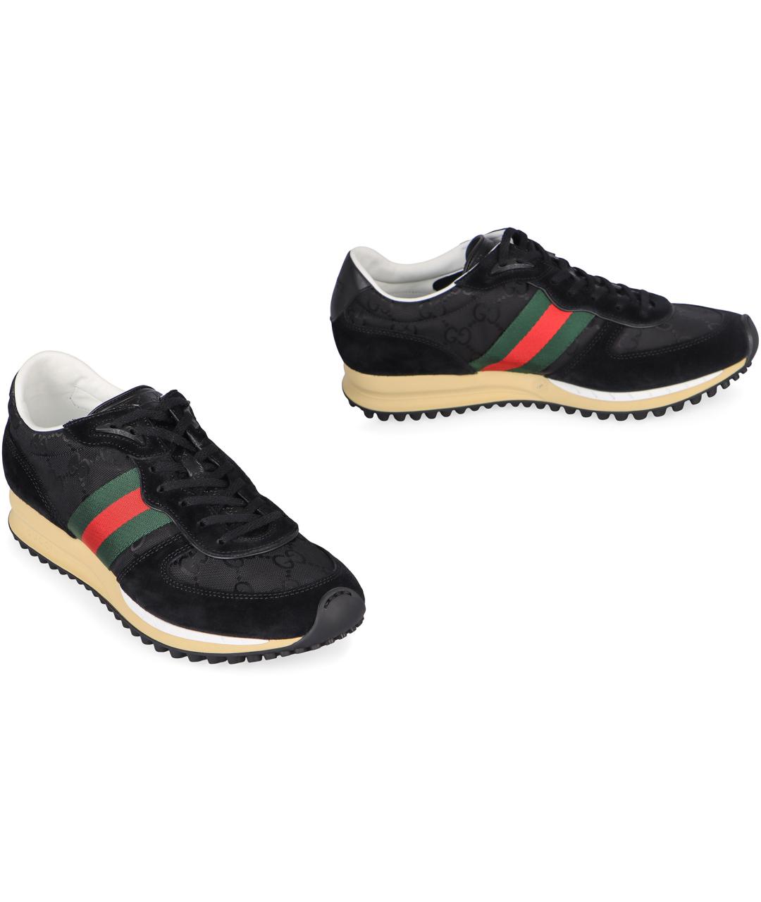 GUCCI Черные кожаные низкие кроссовки / кеды, фото 2
