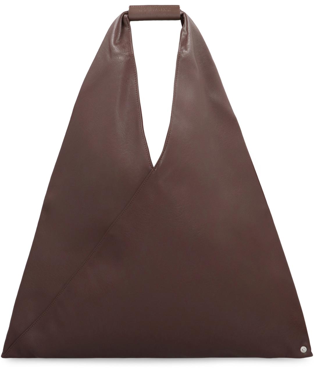 MM6 MAISON MARGIELA Коричневая синтетическая сумка с короткими ручками, фото 2