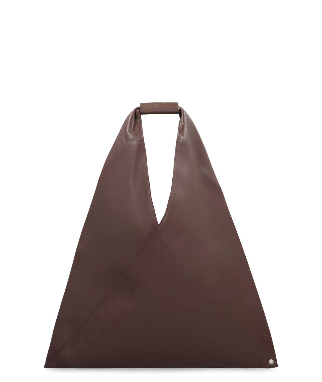 MM6 MAISON MARGIELA Коричневая синтетическая сумка с короткими ручками, фото 1