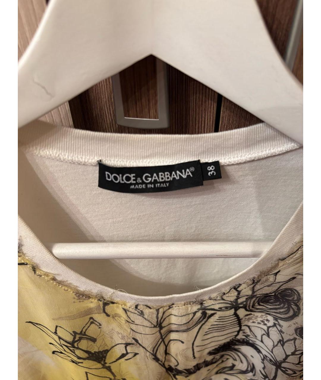 DOLCE&GABBANA Белое хлопковое повседневное платье, фото 3