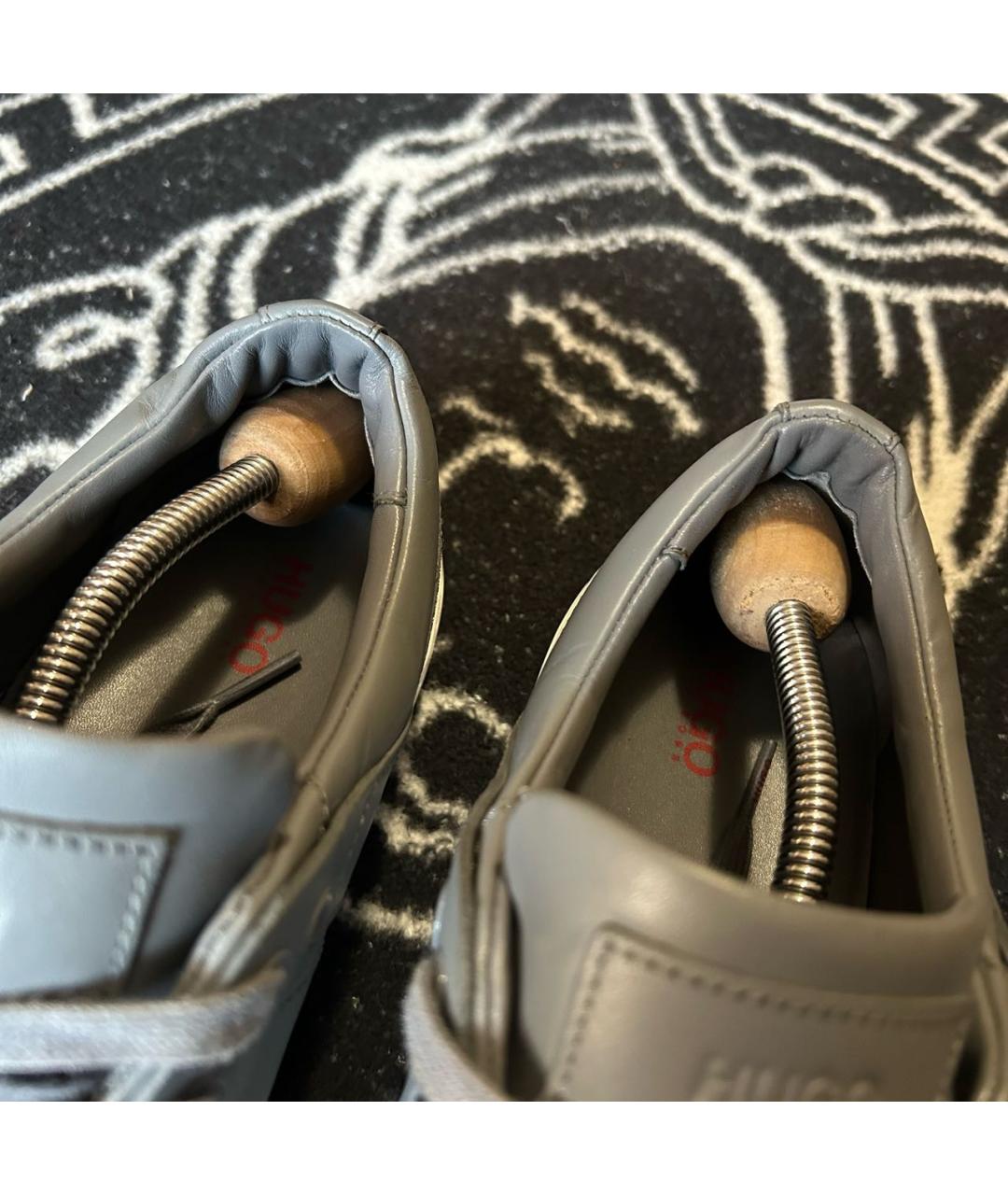 HUGO BOSS Серые кожаные низкие кроссовки / кеды, фото 7