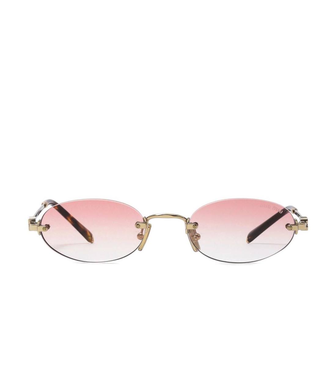 MIU MIU Розовые металлические солнцезащитные очки, фото 2
