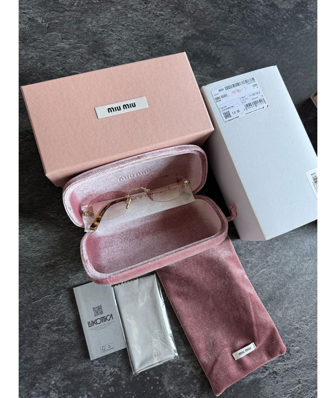 MIU MIU Розовые металлические солнцезащитные очки, фото 3