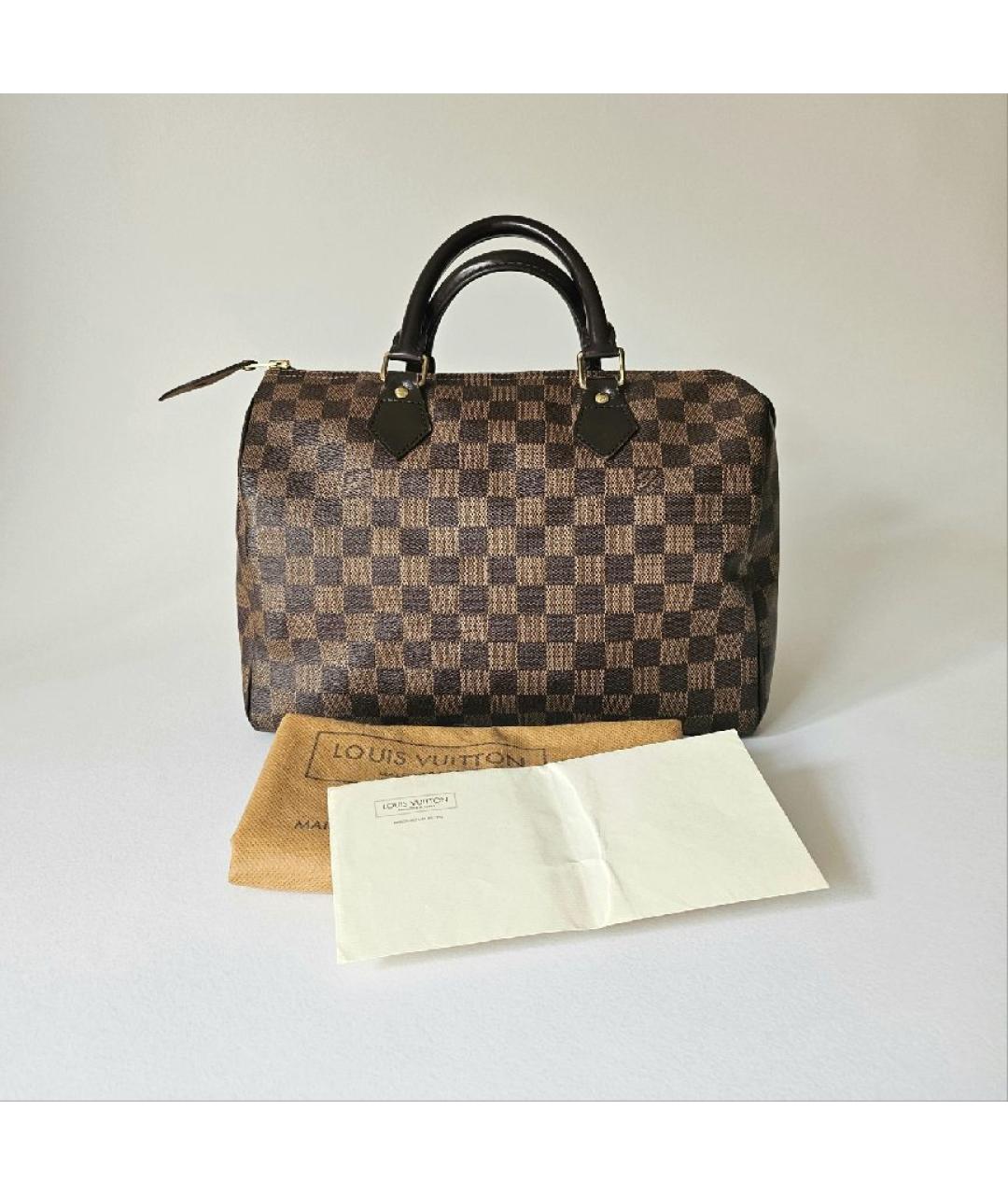 LOUIS VUITTON Коричневая канва сумка с короткими ручками, фото 8