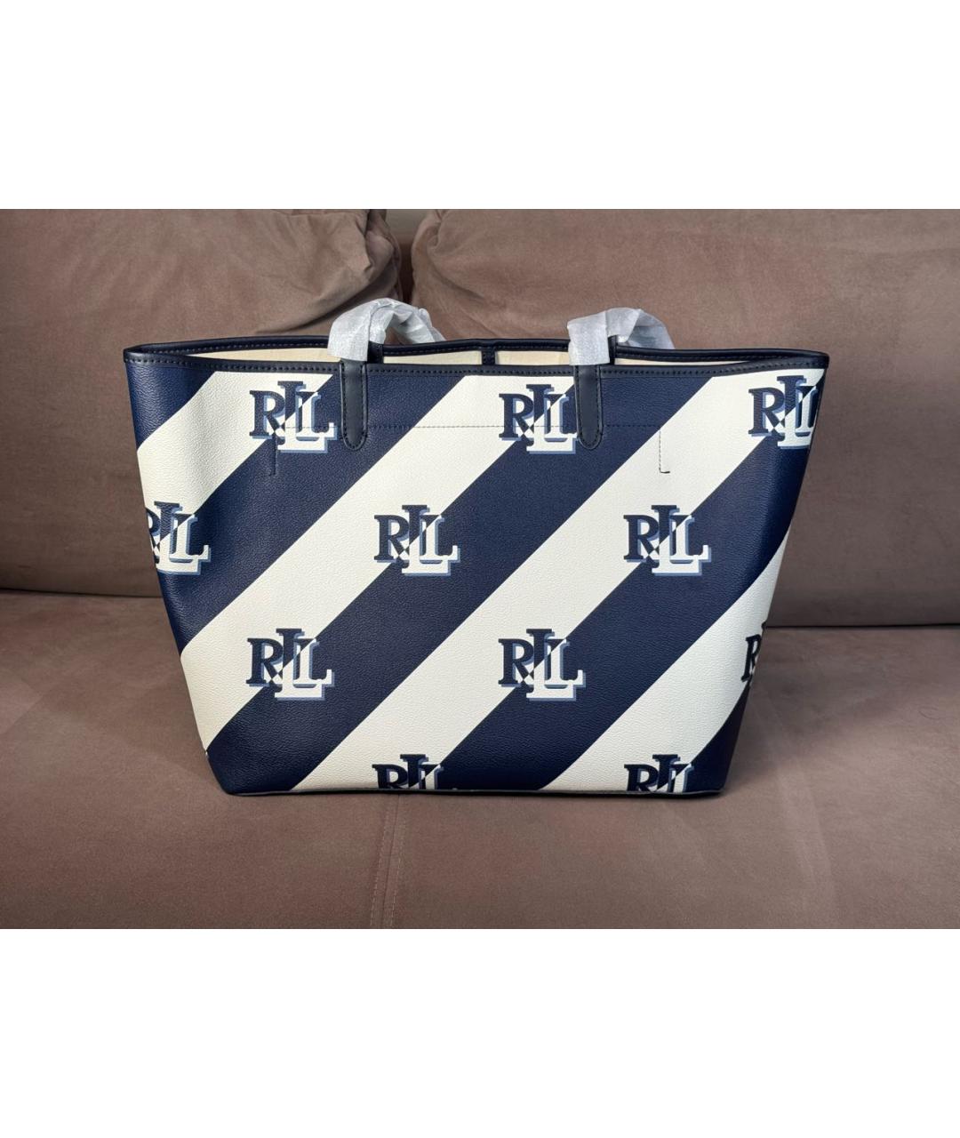 POLO RALPH LAUREN Синяя сумка тоут из искусственной кожи, фото 2