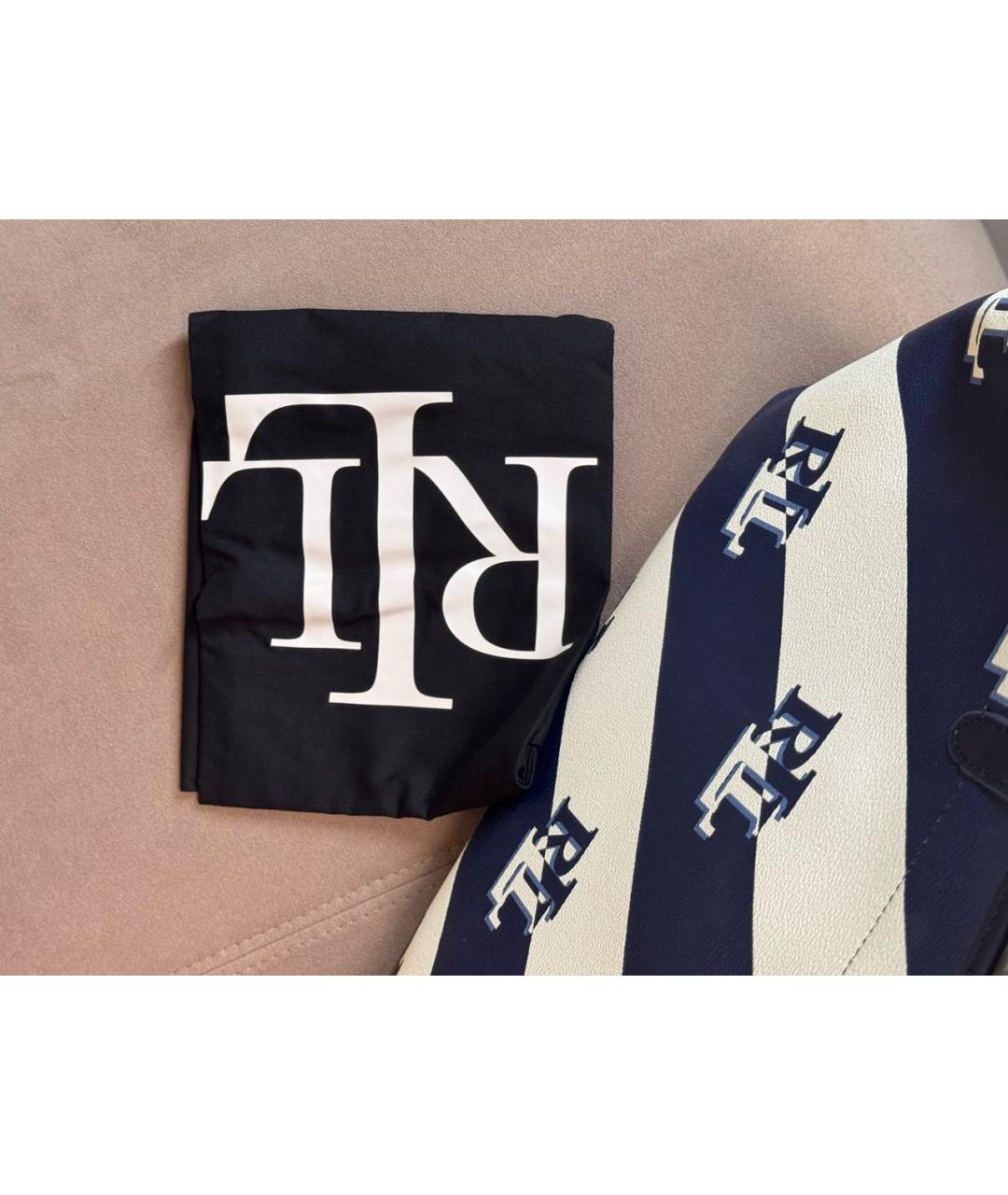 POLO RALPH LAUREN Синяя сумка тоут из искусственной кожи, фото 3