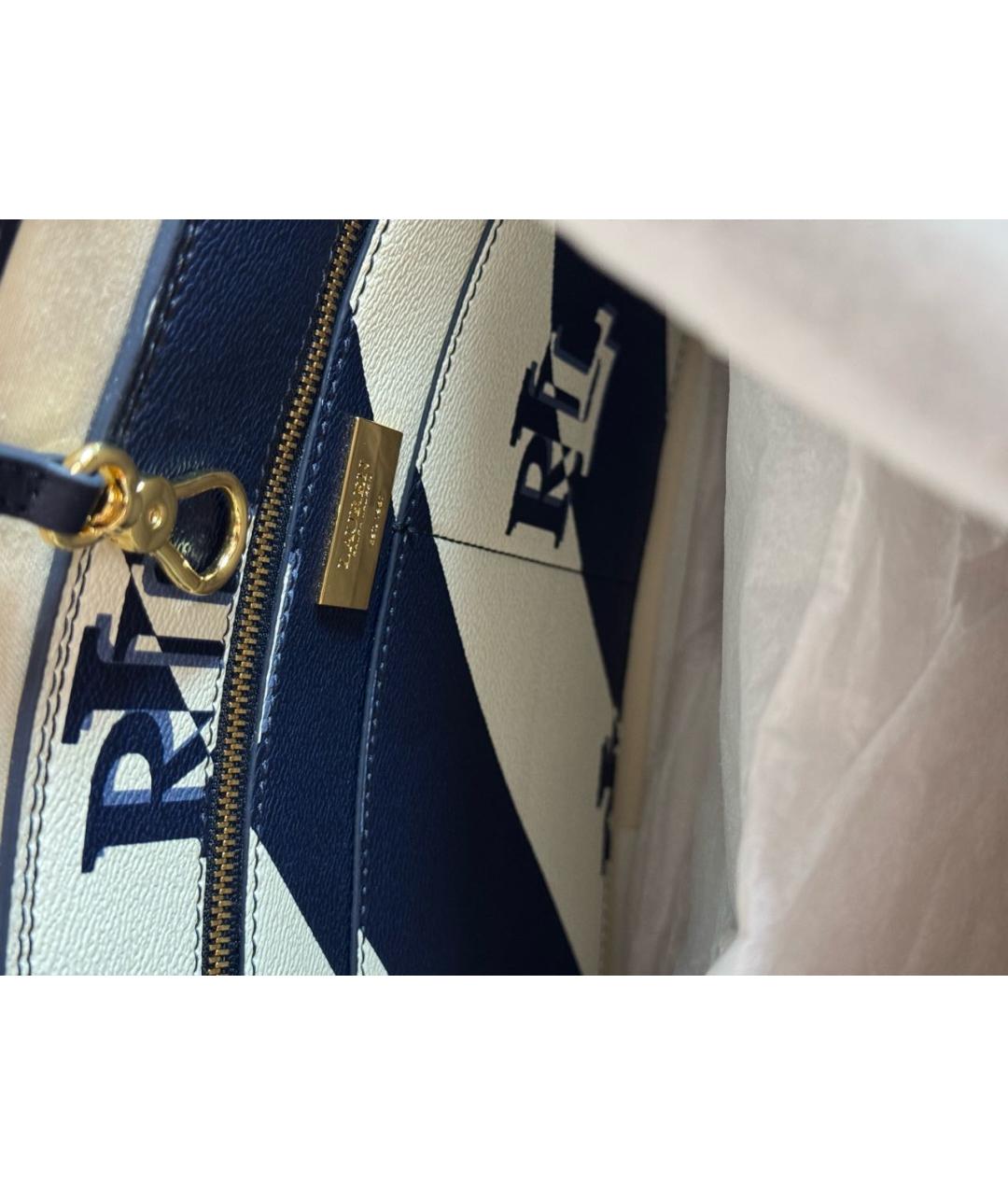 POLO RALPH LAUREN Синяя сумка тоут из искусственной кожи, фото 5