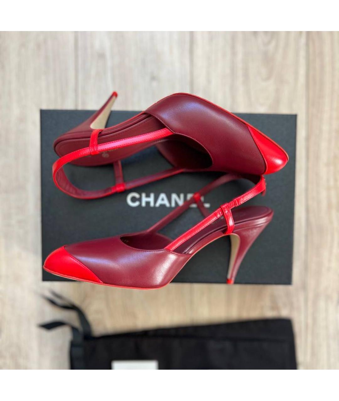 CHANEL Бордовые кожаные туфли, фото 3