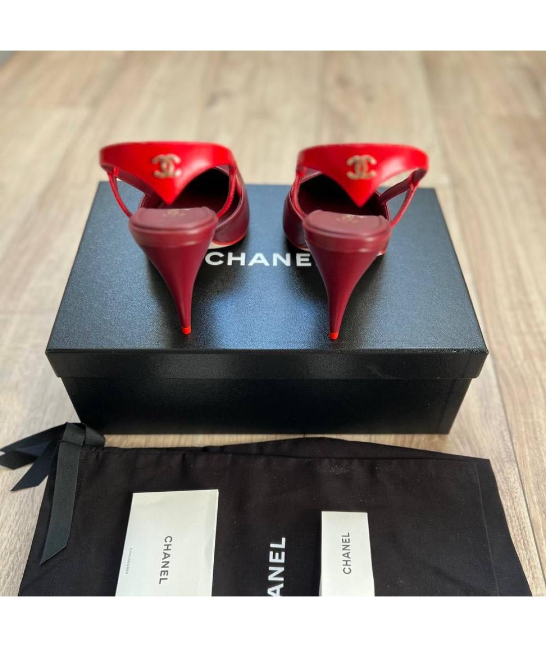 CHANEL Бордовые кожаные туфли, фото 4