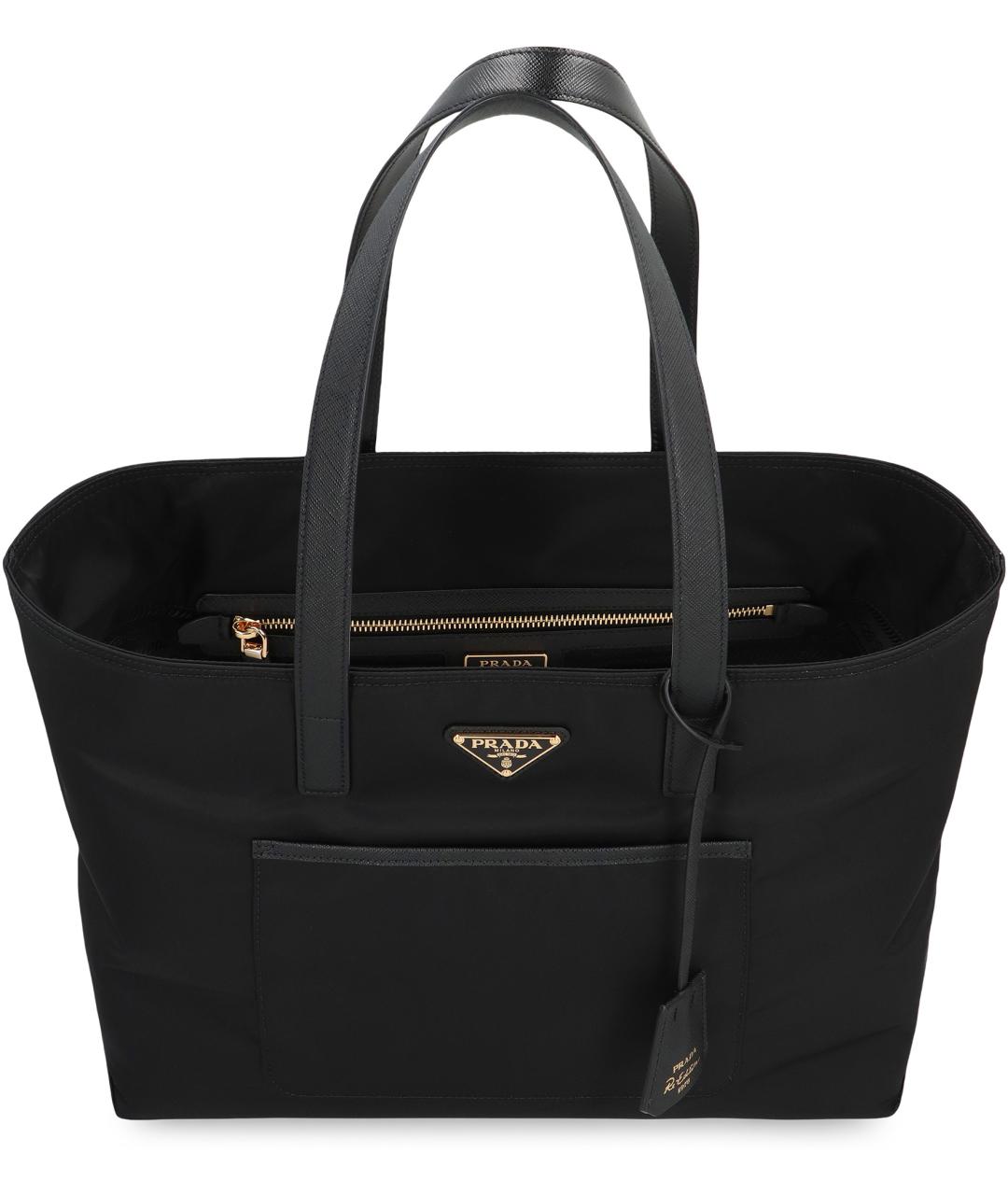 PRADA Черная нейлоновая сумка тоут, фото 5