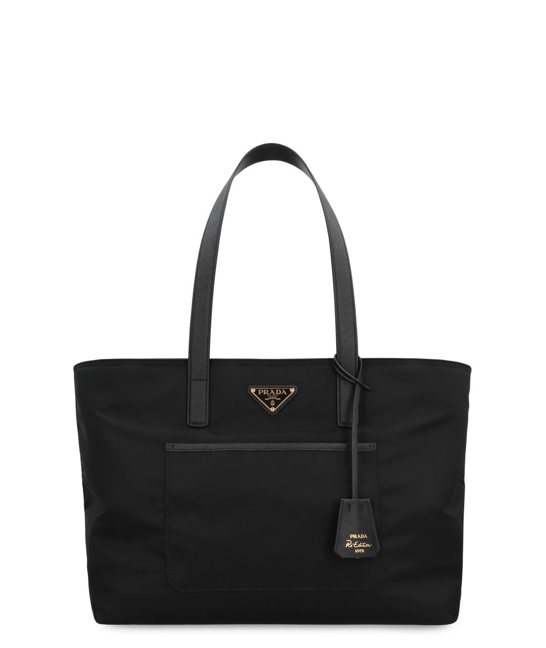 PRADA Черная нейлоновая сумка тоут, фото 1
