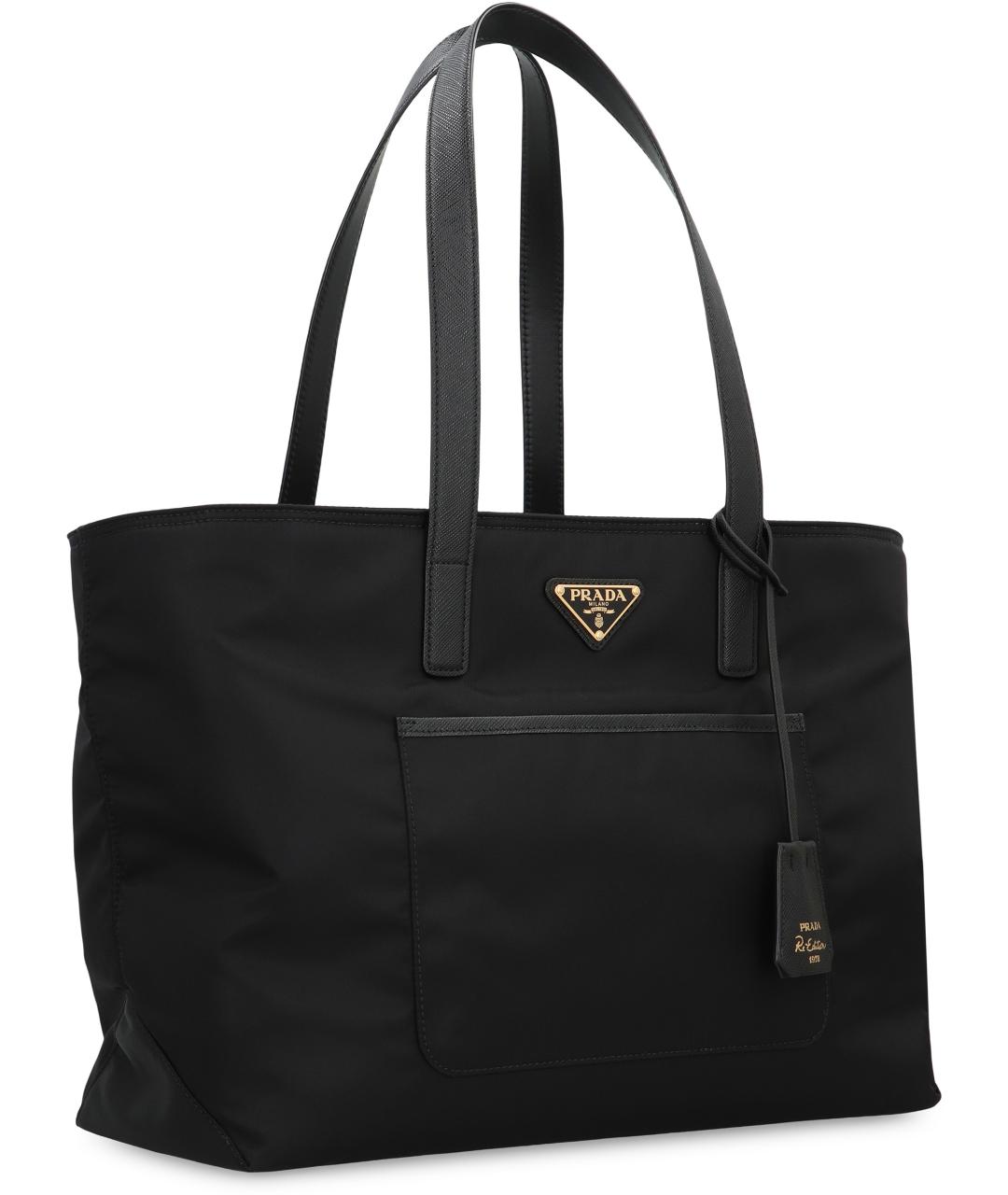PRADA Черная нейлоновая сумка тоут, фото 3