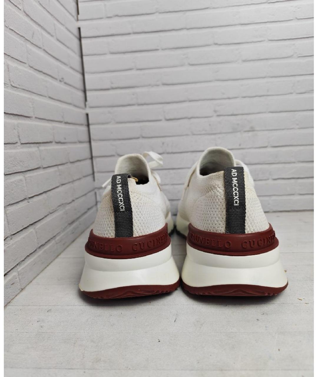 BRUNELLO CUCINELLI Белые текстильные низкие кроссовки / кеды, фото 4