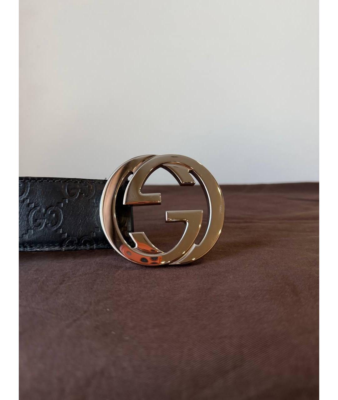 GUCCI Черный кожаный ремень, фото 3