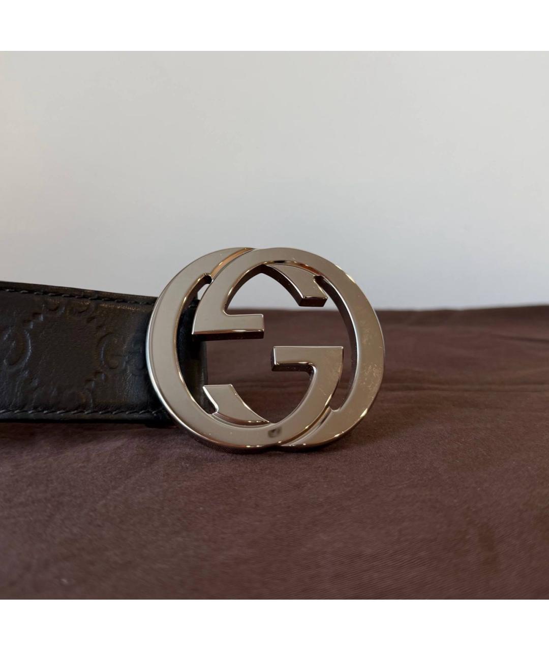 GUCCI Черный кожаный ремень, фото 3