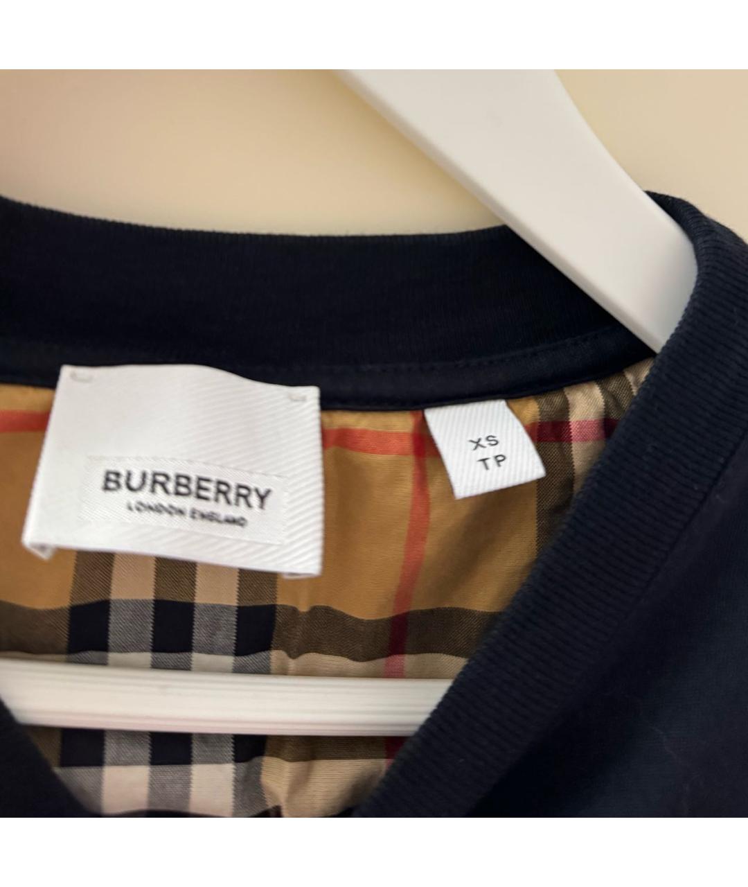 BURBERRY Черная хлопковая футболка, фото 2
