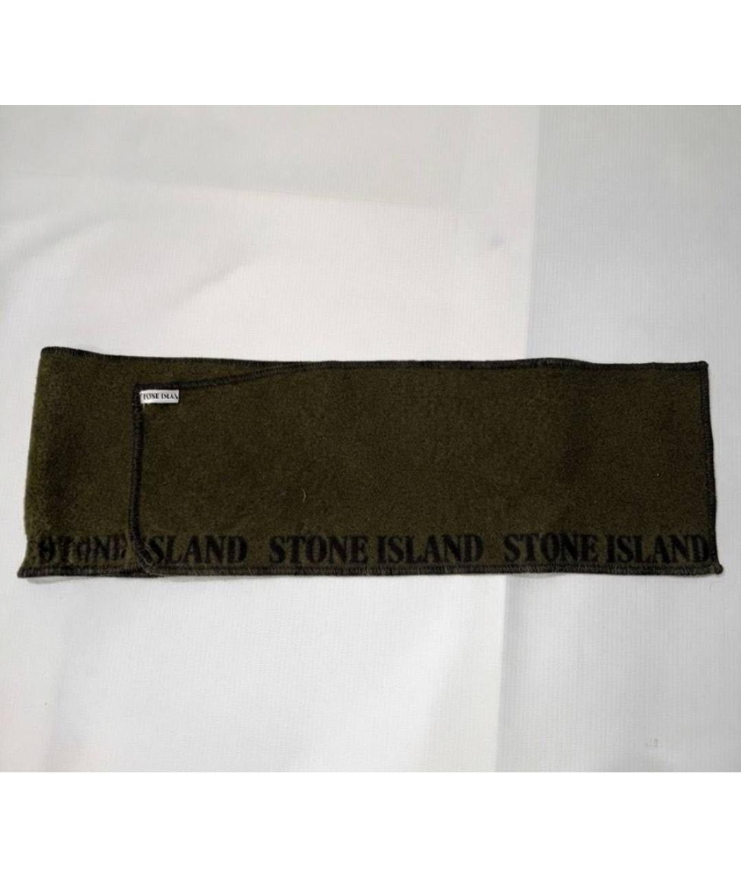 STONE ISLAND Хаки шерстяной шарф, фото 3