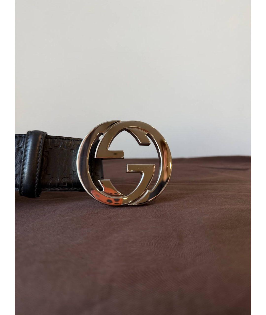 GUCCI Черный кожаный ремень, фото 3