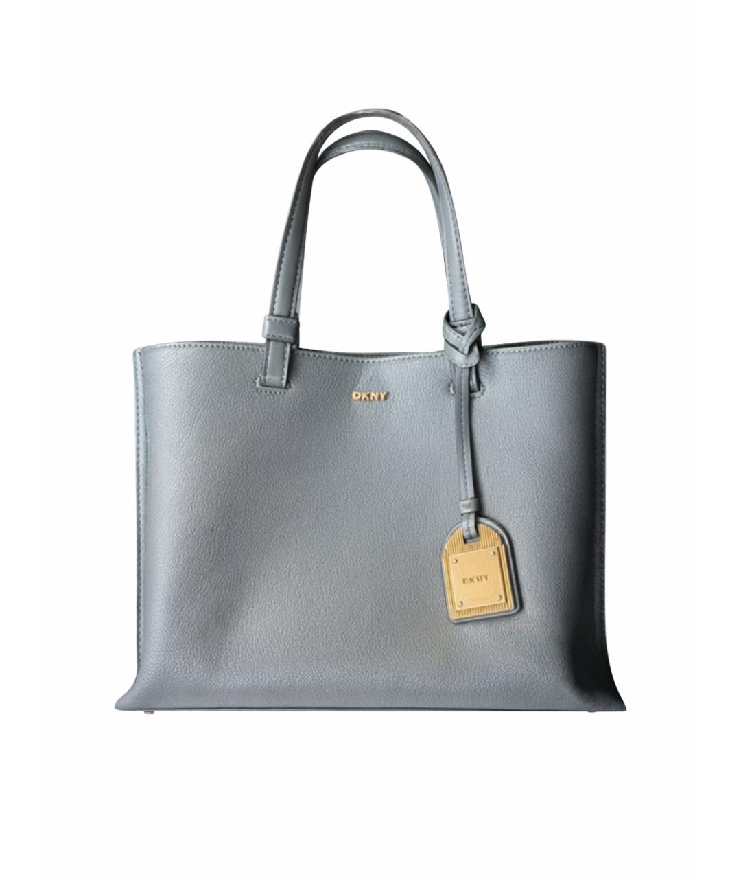 DKNY Серая кожаная сумка с короткими ручками, фото 1