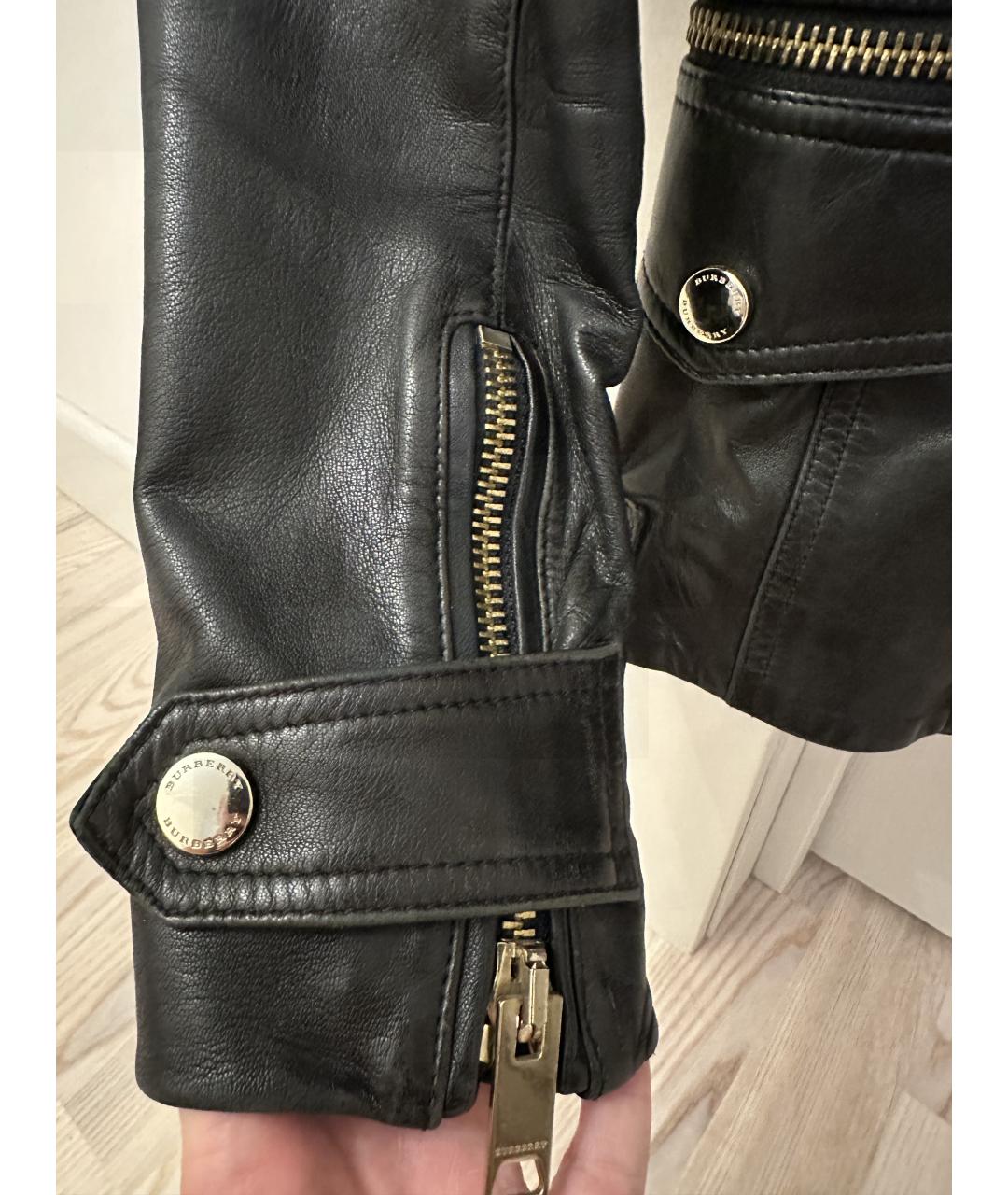 BURBERRY Черная кожаная куртка, фото 4