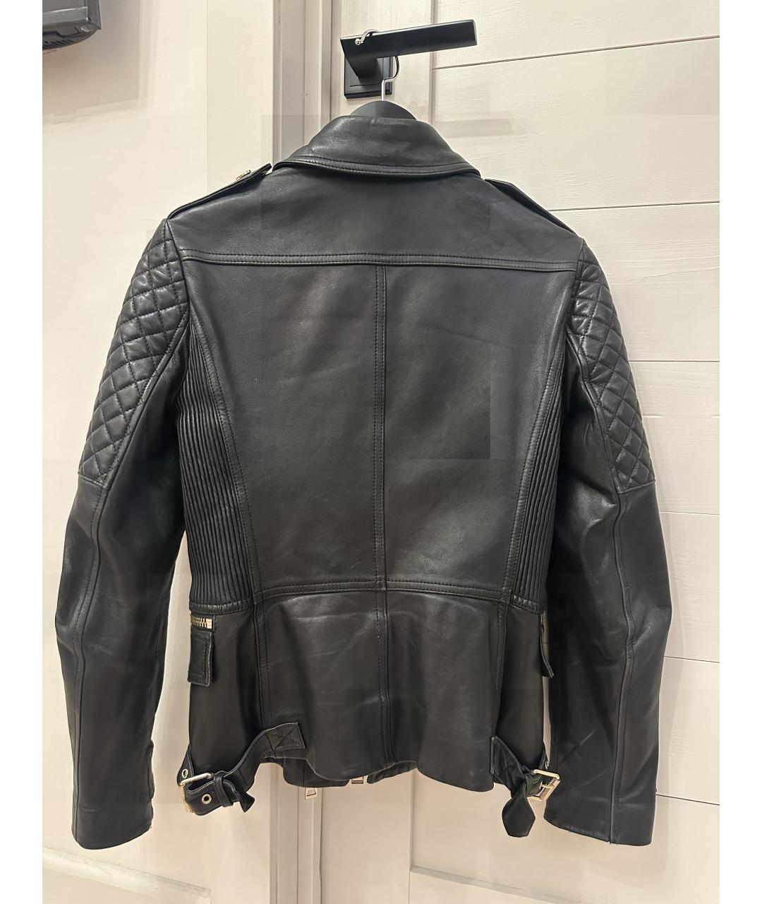 BURBERRY Черная кожаная куртка, фото 2