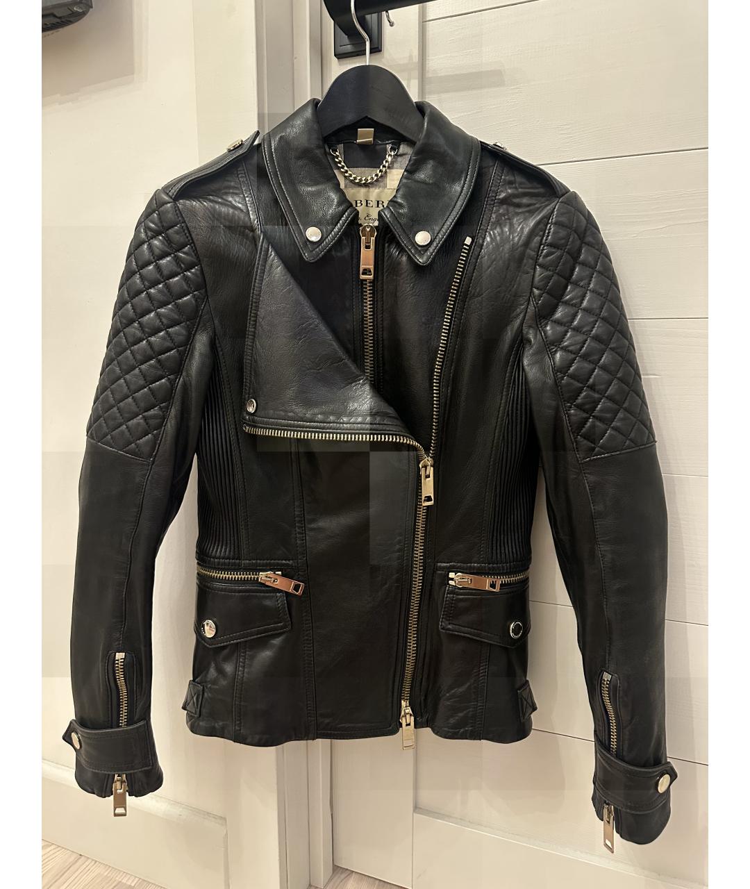 BURBERRY Черная кожаная куртка, фото 3