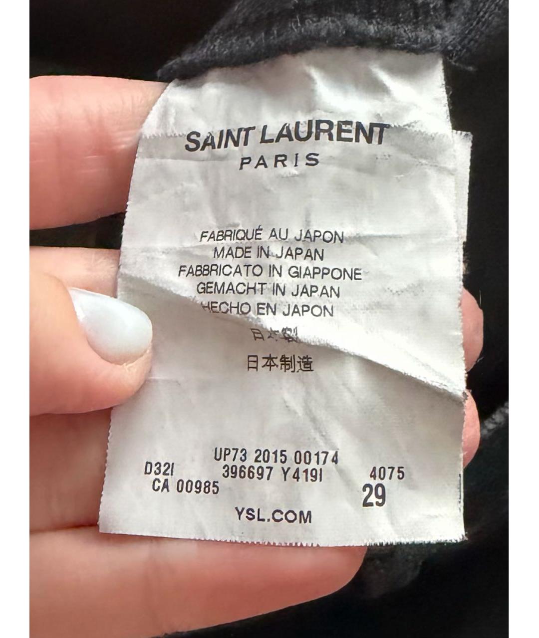 SAINT LAURENT Черные хлопковые прямые джинсы, фото 6