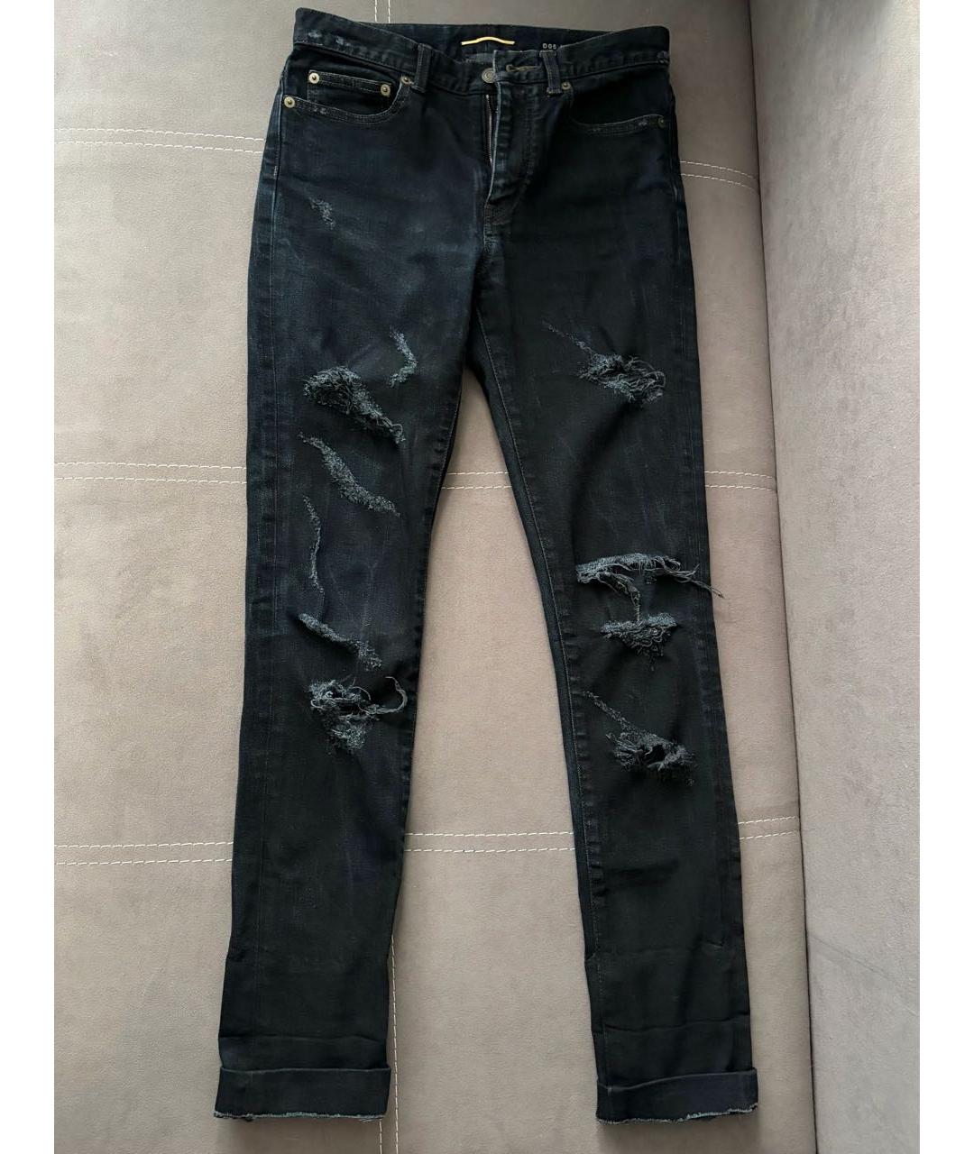 SAINT LAURENT Черные хлопковые прямые джинсы, фото 7