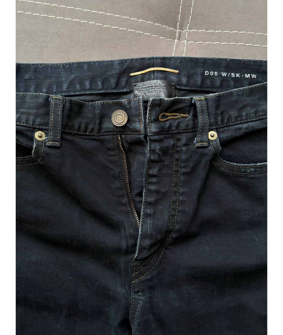SAINT LAURENT Черные хлопковые прямые джинсы, фото 3