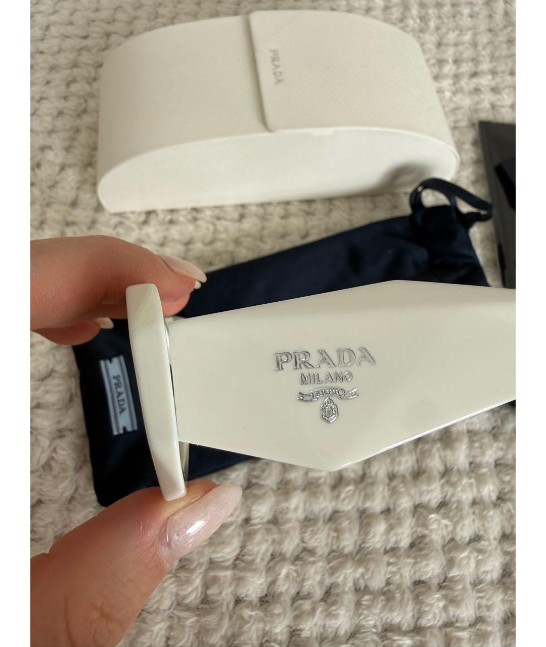 PRADA Белые пластиковые солнцезащитные очки, фото 4