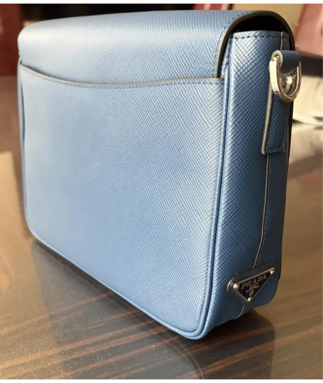 PRADA Темно-синяя кожаная барсетка, фото 3