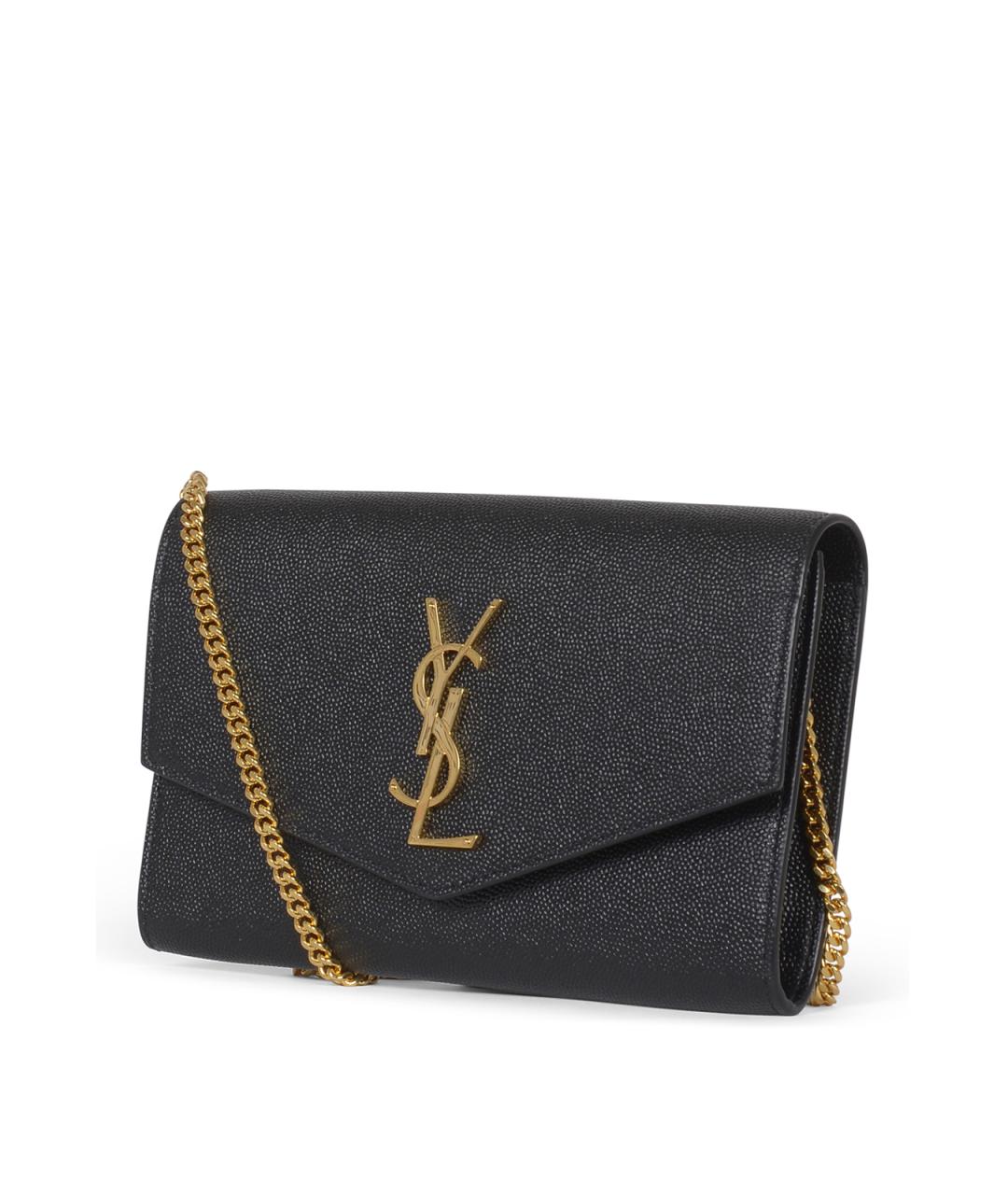SAINT LAURENT Черная кожаная сумка через плечо, фото 2