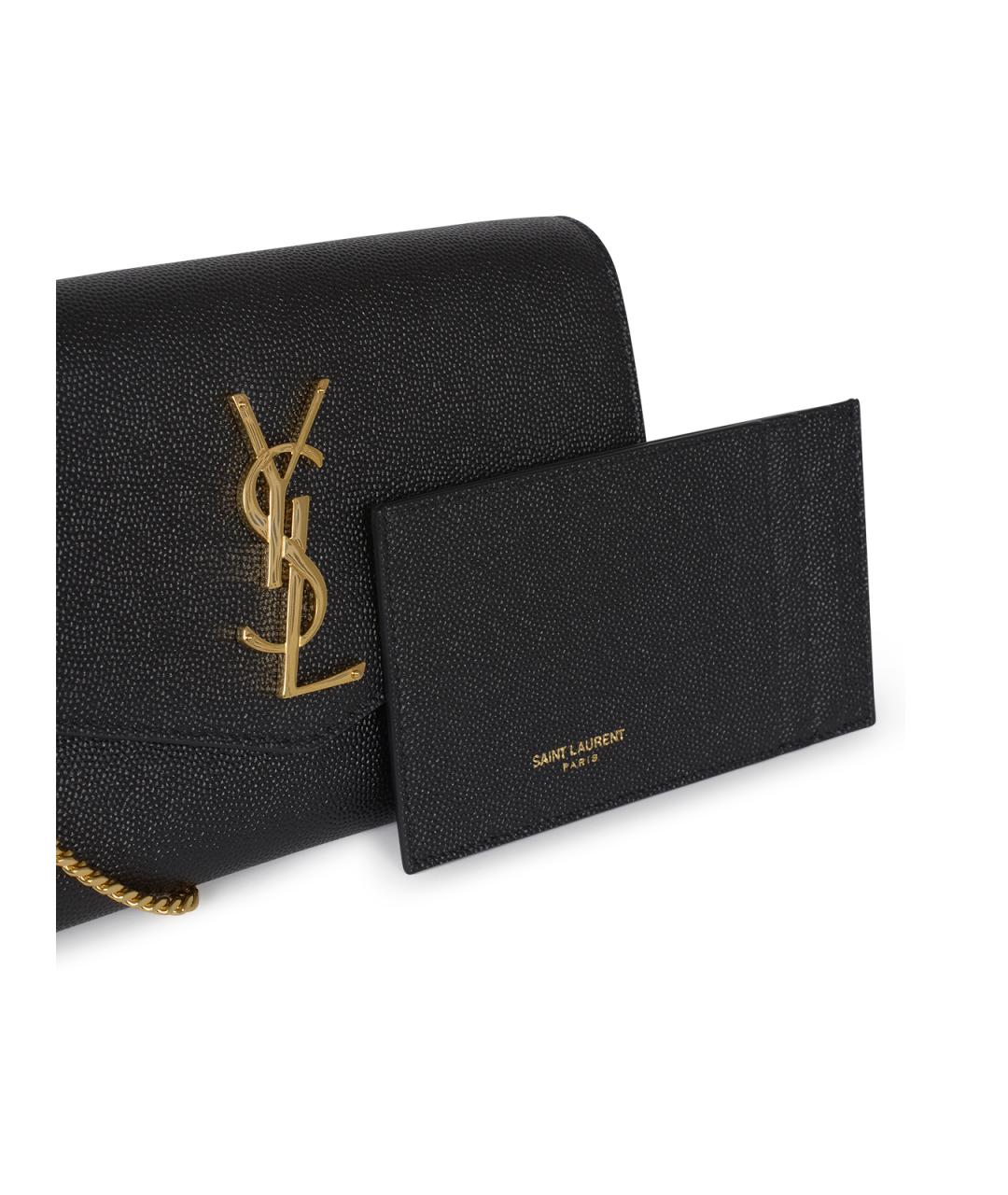 SAINT LAURENT Черная кожаная сумка через плечо, фото 4
