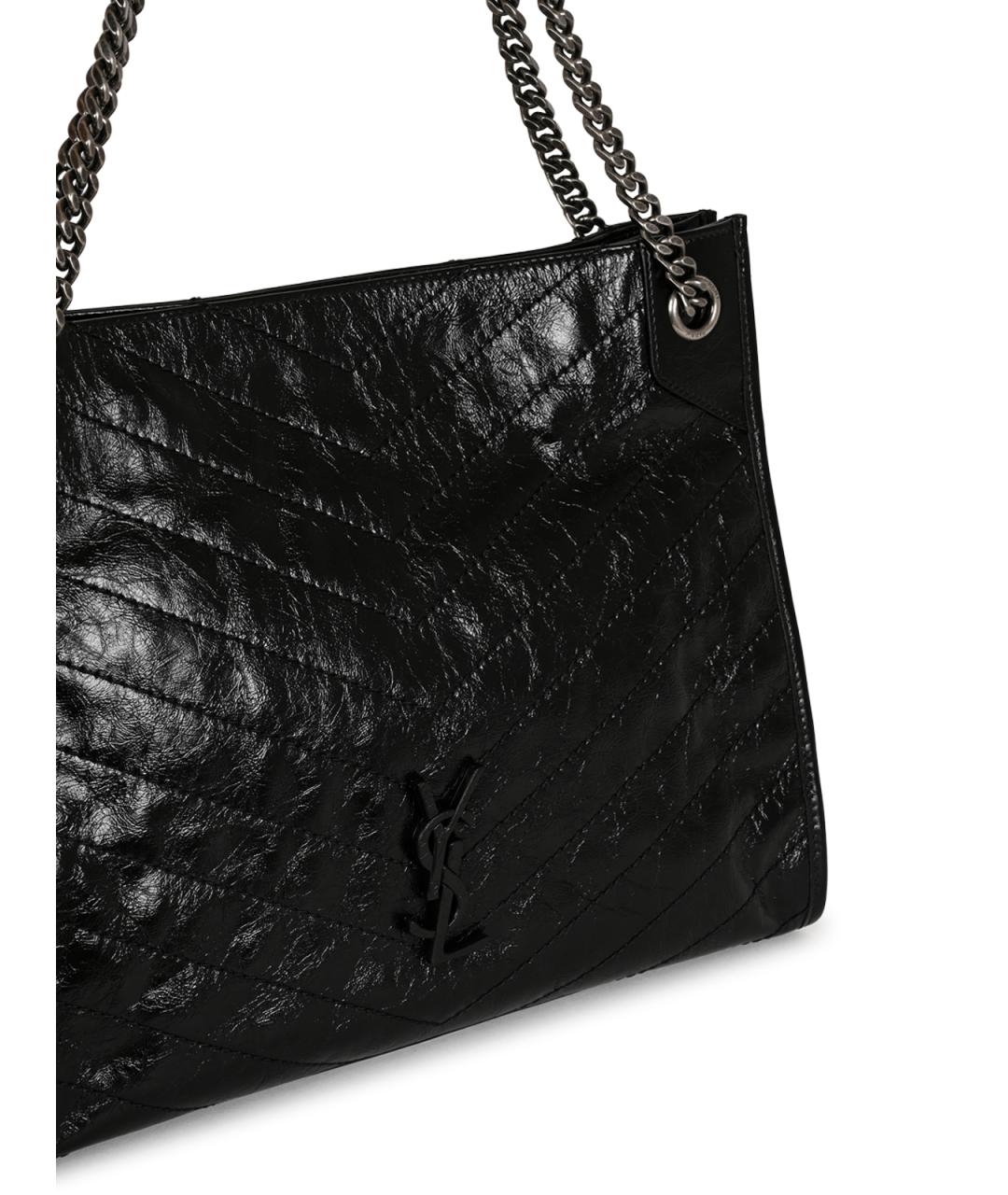 SAINT LAURENT Черная кожаная сумка тоут, фото 7