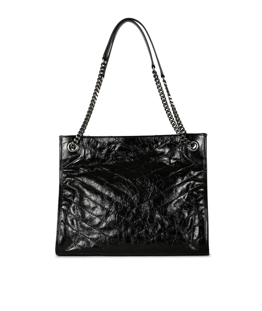 SAINT LAURENT Черная кожаная сумка тоут, фото 5