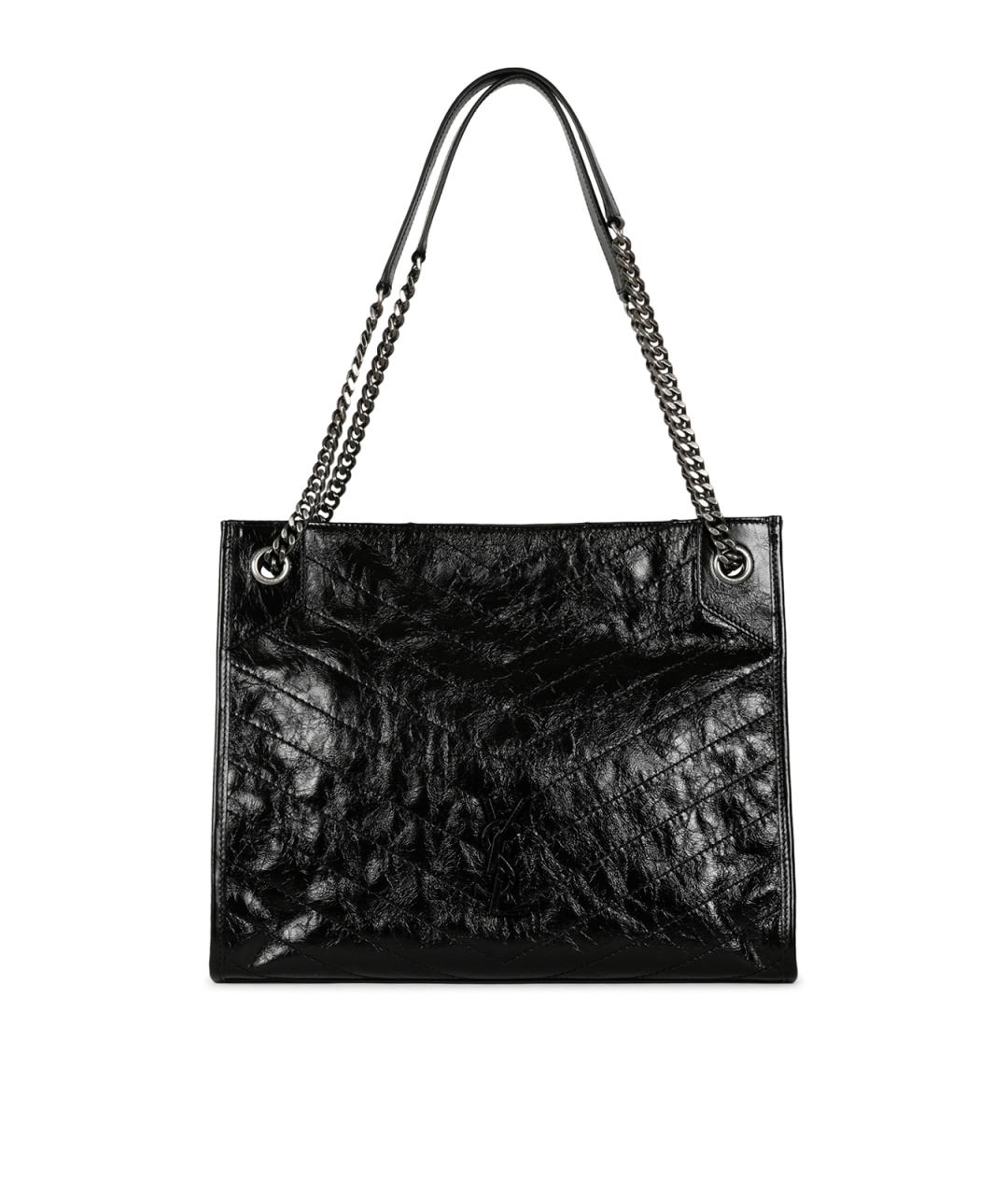 SAINT LAURENT Черная кожаная сумка тоут, фото 1