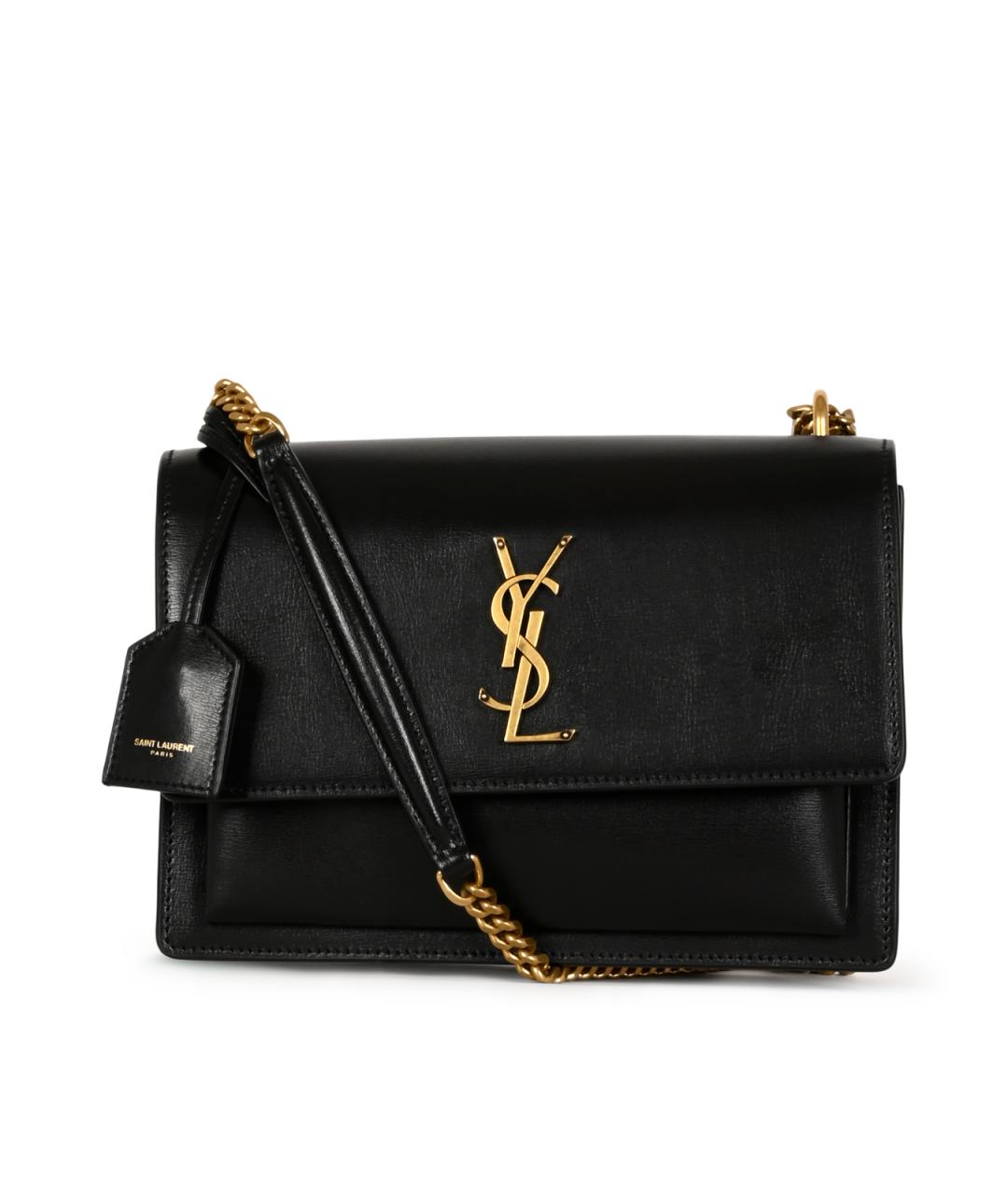 SAINT LAURENT Черная кожаная сумка через плечо, фото 2