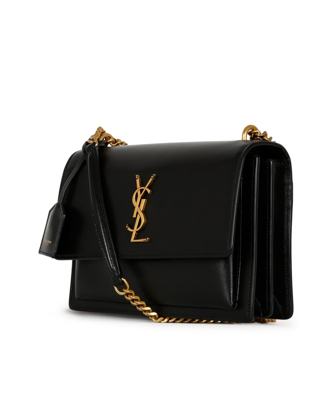 SAINT LAURENT Черная кожаная сумка через плечо, фото 4