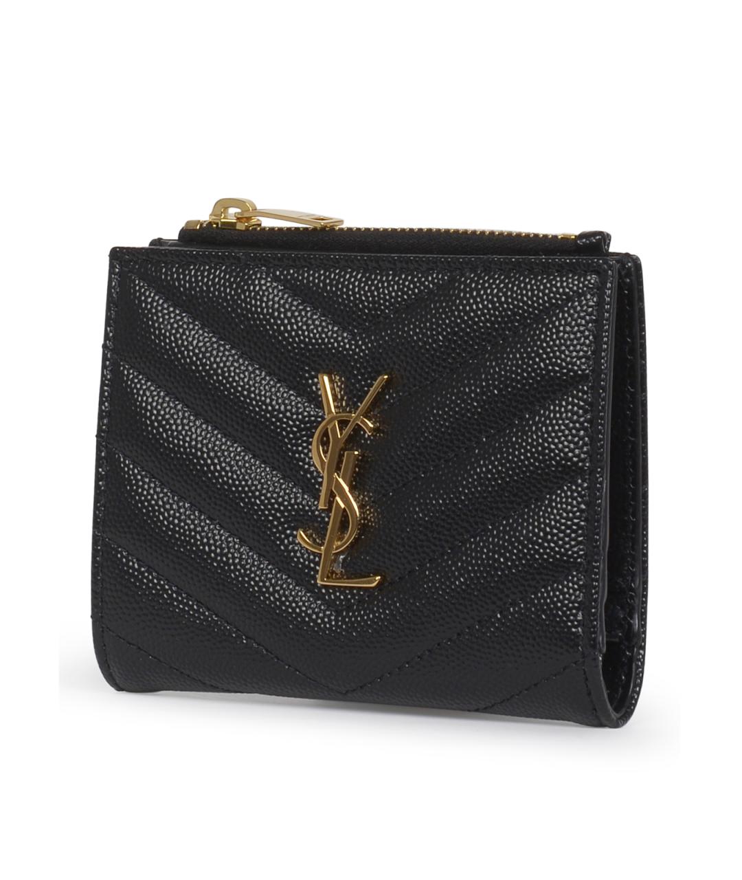 SAINT LAURENT Черный кожаный кошелек, фото 2