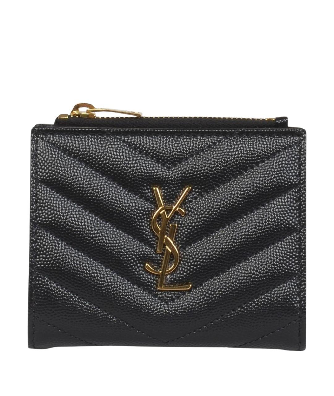 SAINT LAURENT Черный кожаный кошелек, фото 1