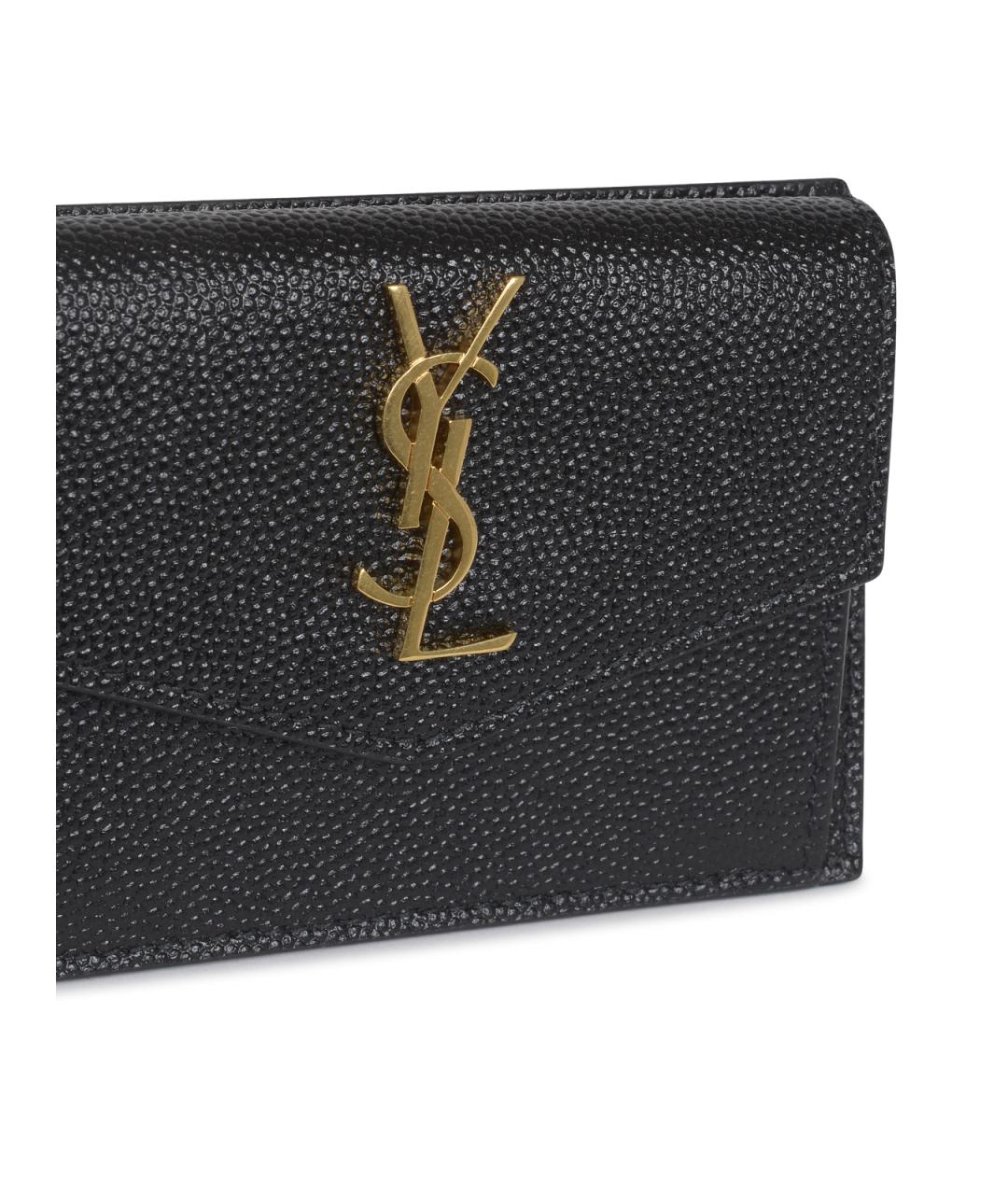 SAINT LAURENT Черный кожаный кошелек, фото 4