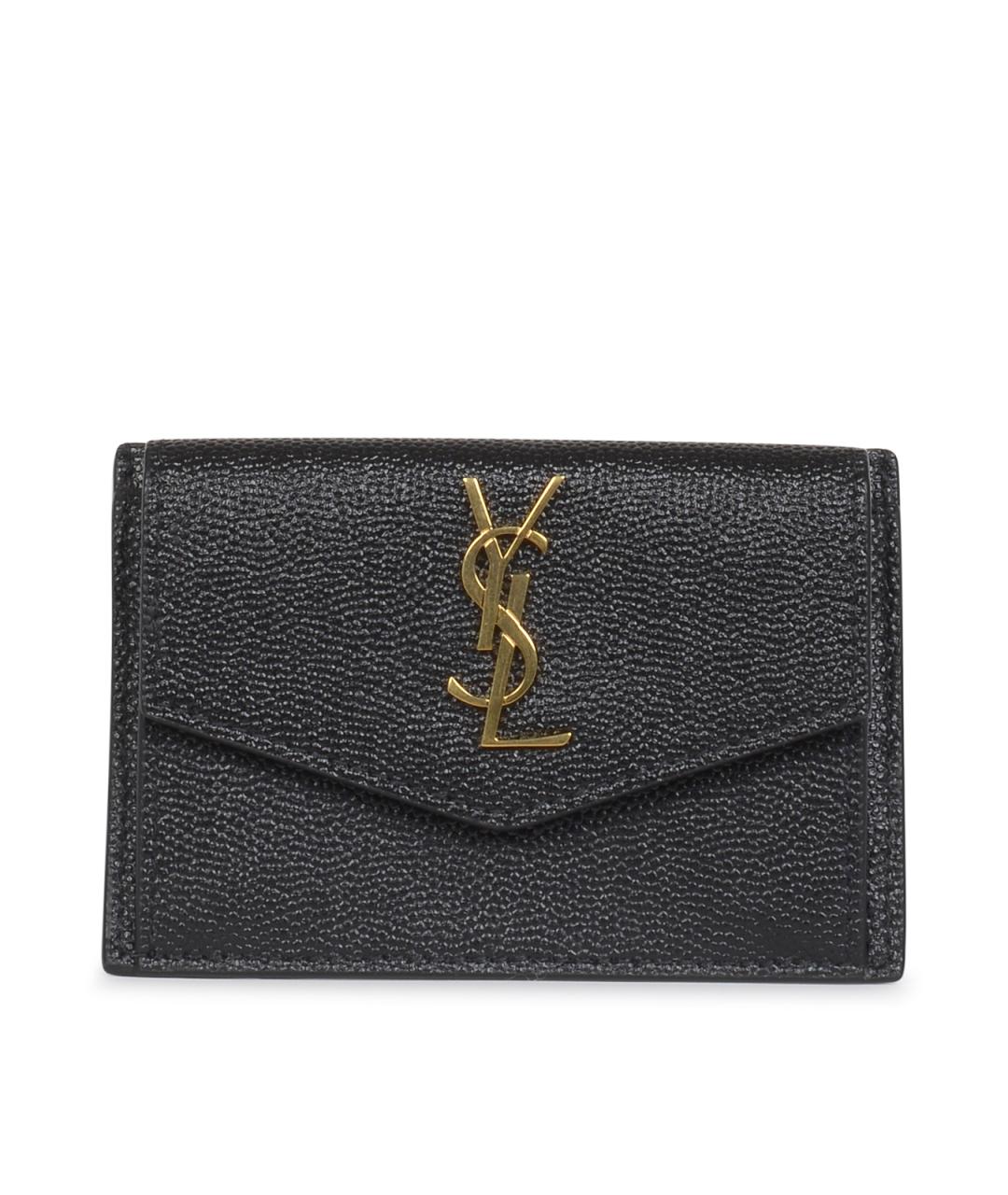SAINT LAURENT Черный кожаный кошелек, фото 1